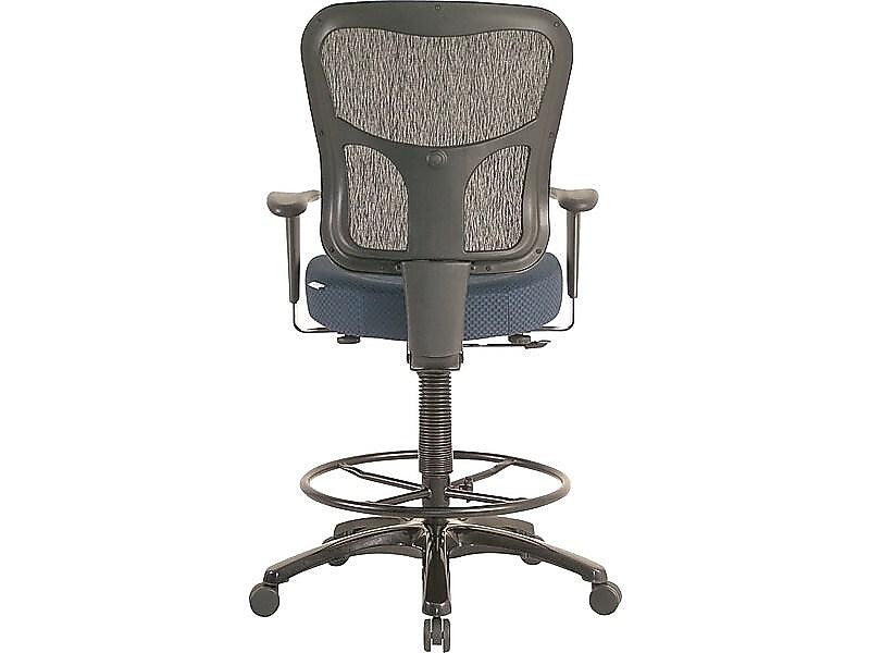 Tempur-Pedic Fabric Drafting Stool with Backrest and Footrest with Lumbar Support, Navy (TP8200-NAVY)