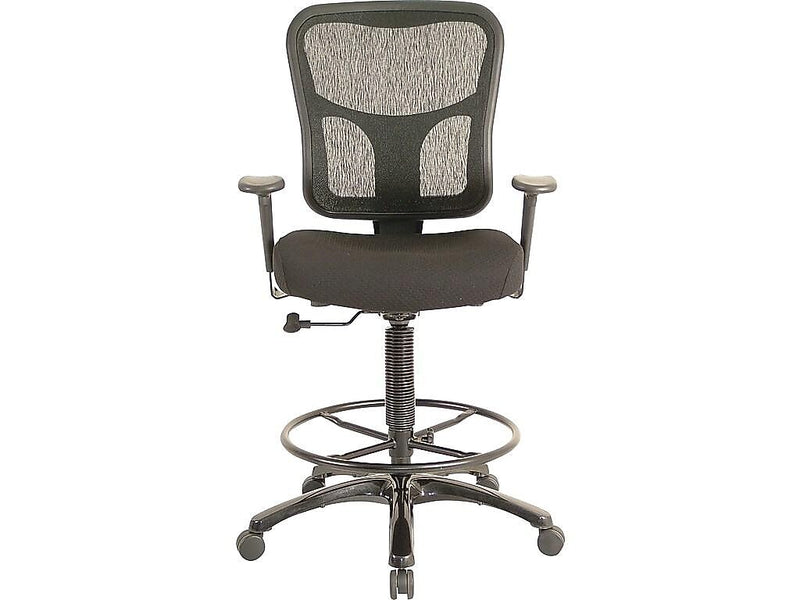 Tempur-Pedic Fabric Drafting Stool with Backrest and Footrest with Lumbar Support, Black (TP8200-BLACK)
