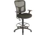 Tempur-Pedic Fabric Drafting Stool with Backrest and Footrest with Lumbar Support, Black (TP8200-BLACK)
