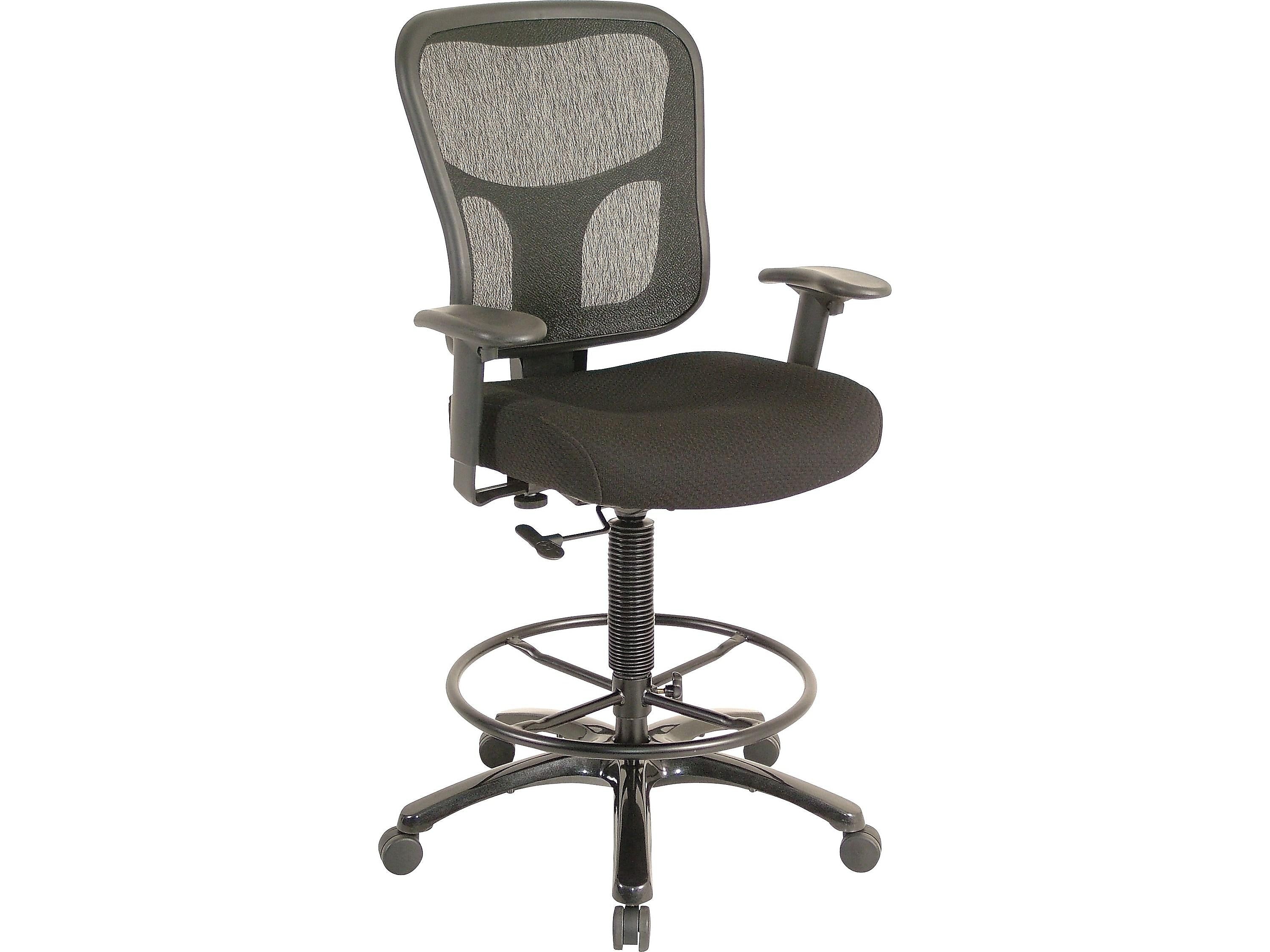 Tempur-Pedic Fabric Drafting Stool with Backrest and Footrest with Lumbar Support, Black (TP8200-BLACK)