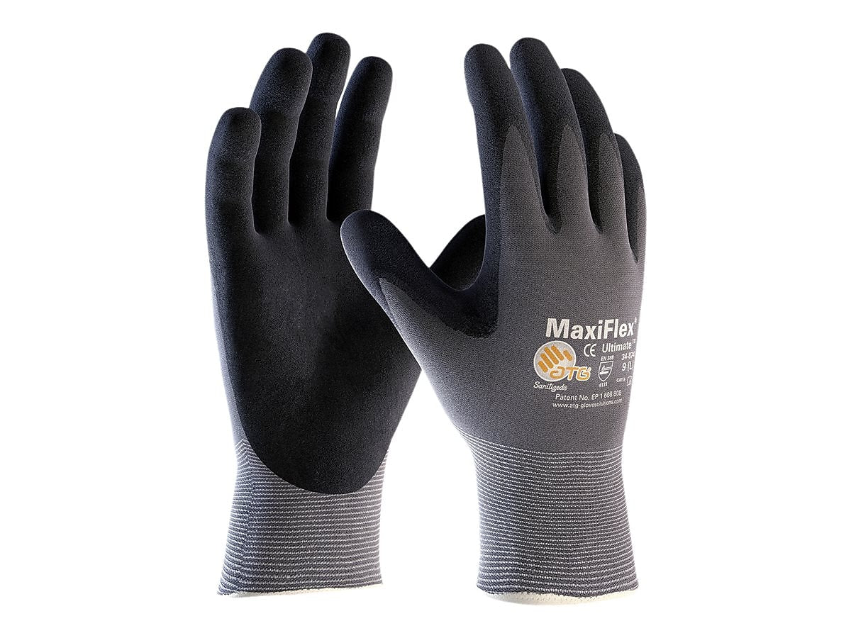 MaxiFlex 34-874 Nitrile Coated Nylon/Elastane Gloves, Small, 15 Gauge, A1 Cut Level, Dark Gray, 12 Pairs (34-874/S)