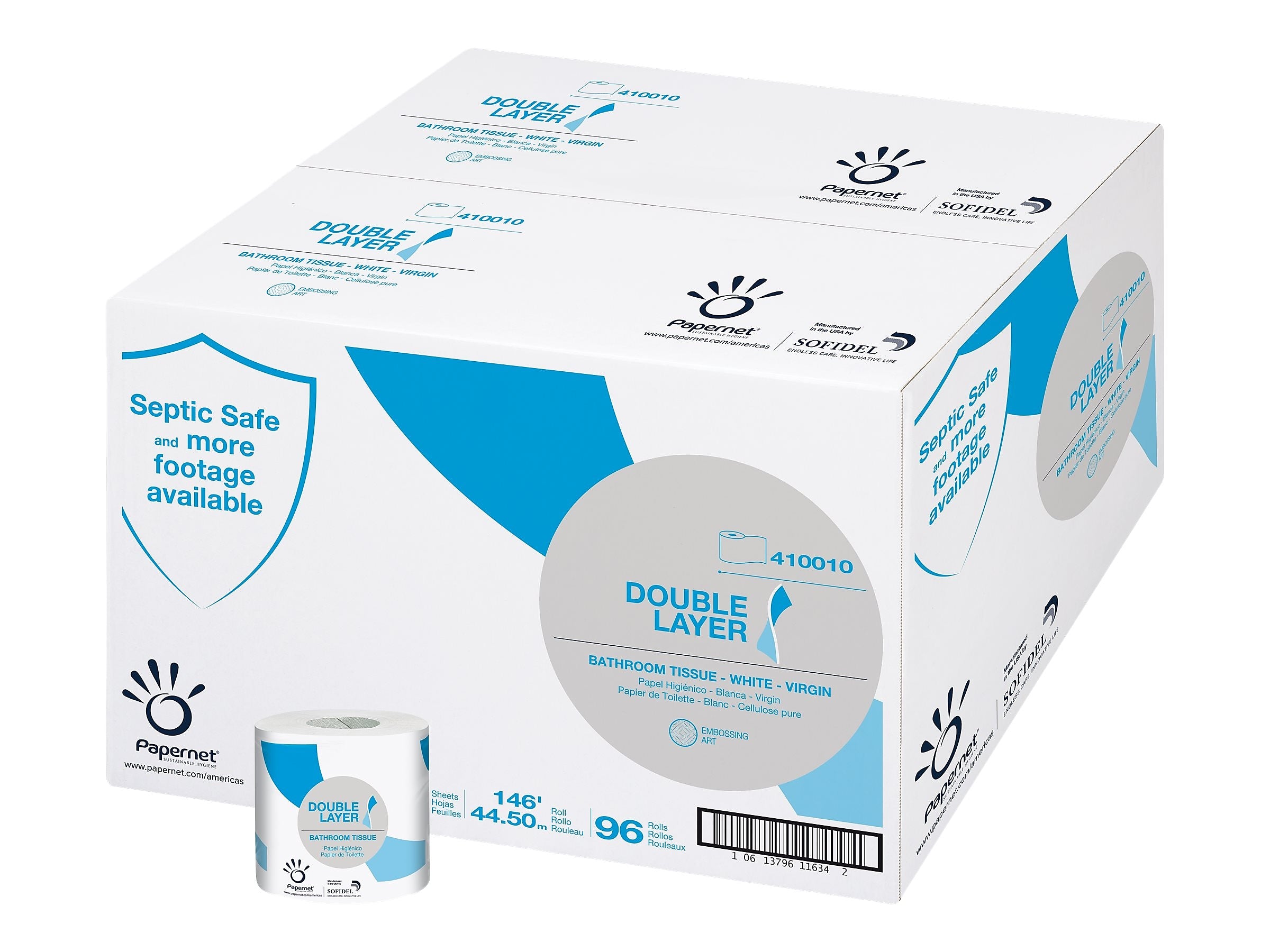 Sofidel Recycled Toilet Paper, 2-Ply, White, 500 Sheets/Roll, 96 Rolls/Case (410010)