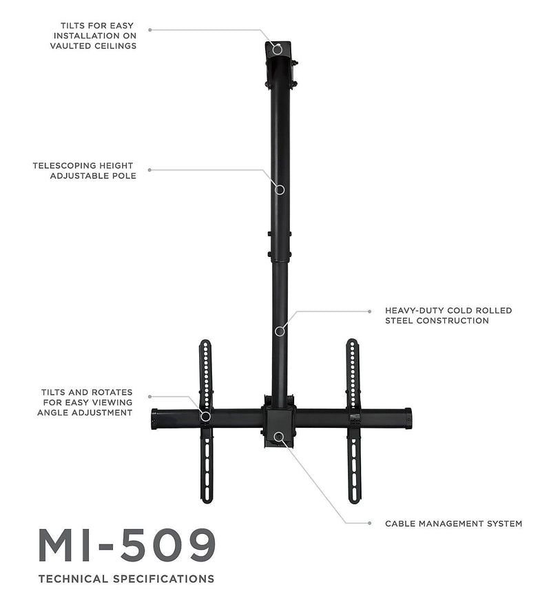 Mount-It! Full Motion Flat Screen TV Ceiling Mount Bracket for 32" to 70" VESA Mount TVs (MI-509B)