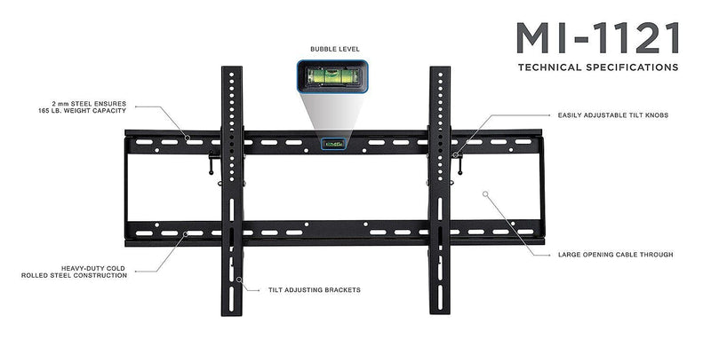 Mount-It! TV Wall Mount Bracket for Flat Screen, Tilt and Low Profile (MI-1121)