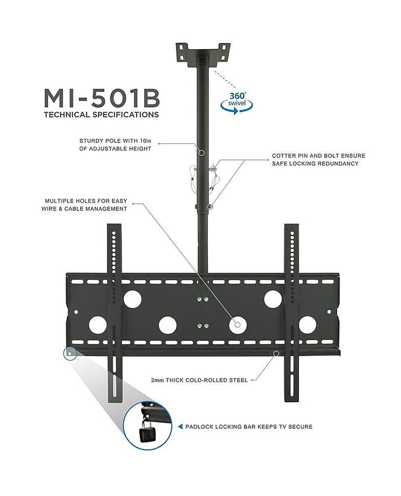 Mount-It! Full-Motion Tilting Ceiling Mount for 42" to 80" Flat Screen TVs (MI-501L)
