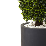 Nearly Natural 50” Boxwood Topiary with Gray Cylindrical Planter UV Resistant -Indoor/Outdoor (5961)