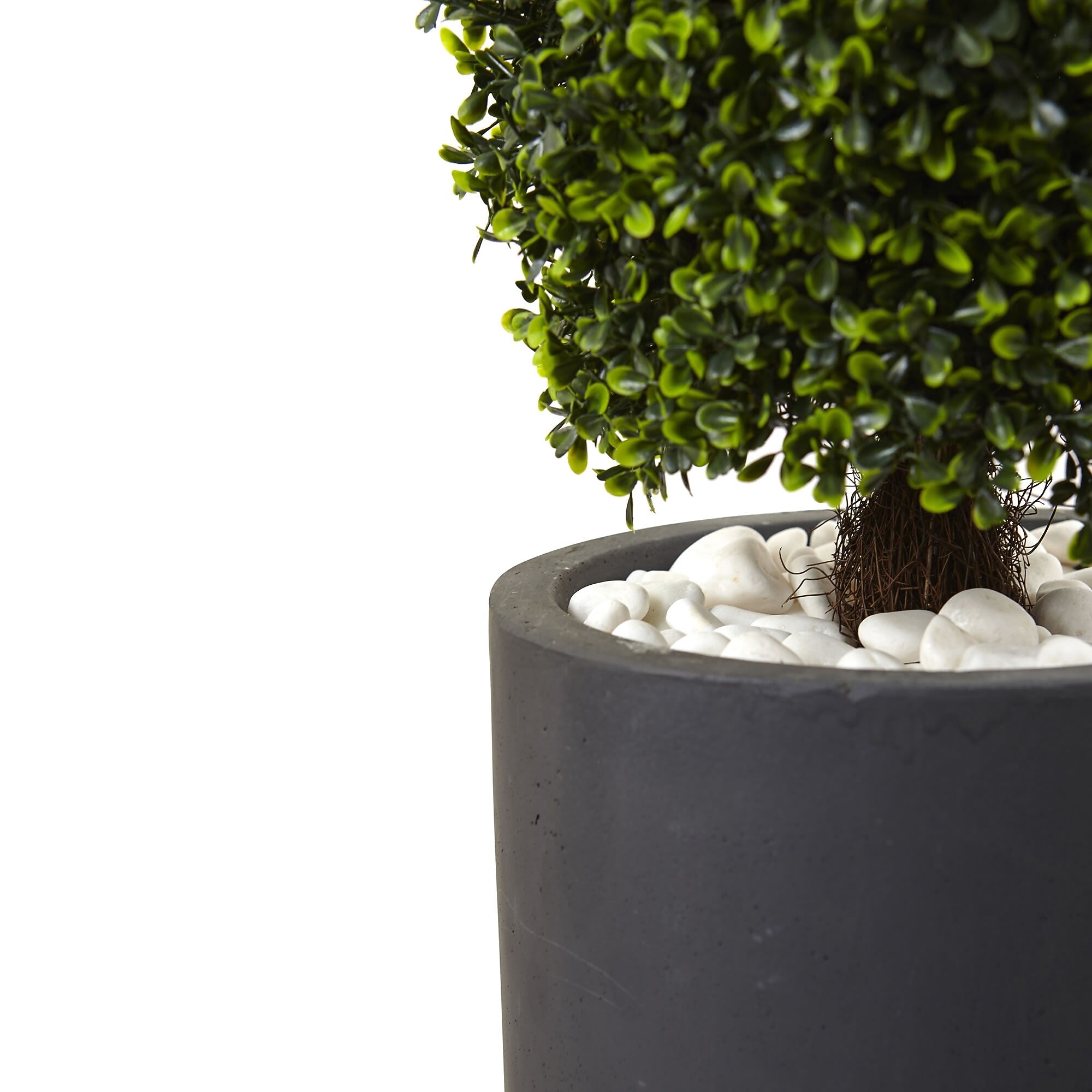 Nearly Natural 50” Boxwood Topiary with Gray Cylindrical Planter UV Resistant -Indoor/Outdoor (5961)