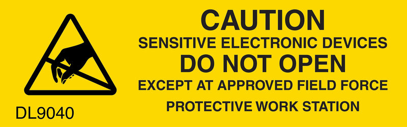 Decker Tape Products "Caution Electronic Devices" Specialty Labels, 5/8"H x 2"W, Bright Yellow, 500/Roll (DL9040A)