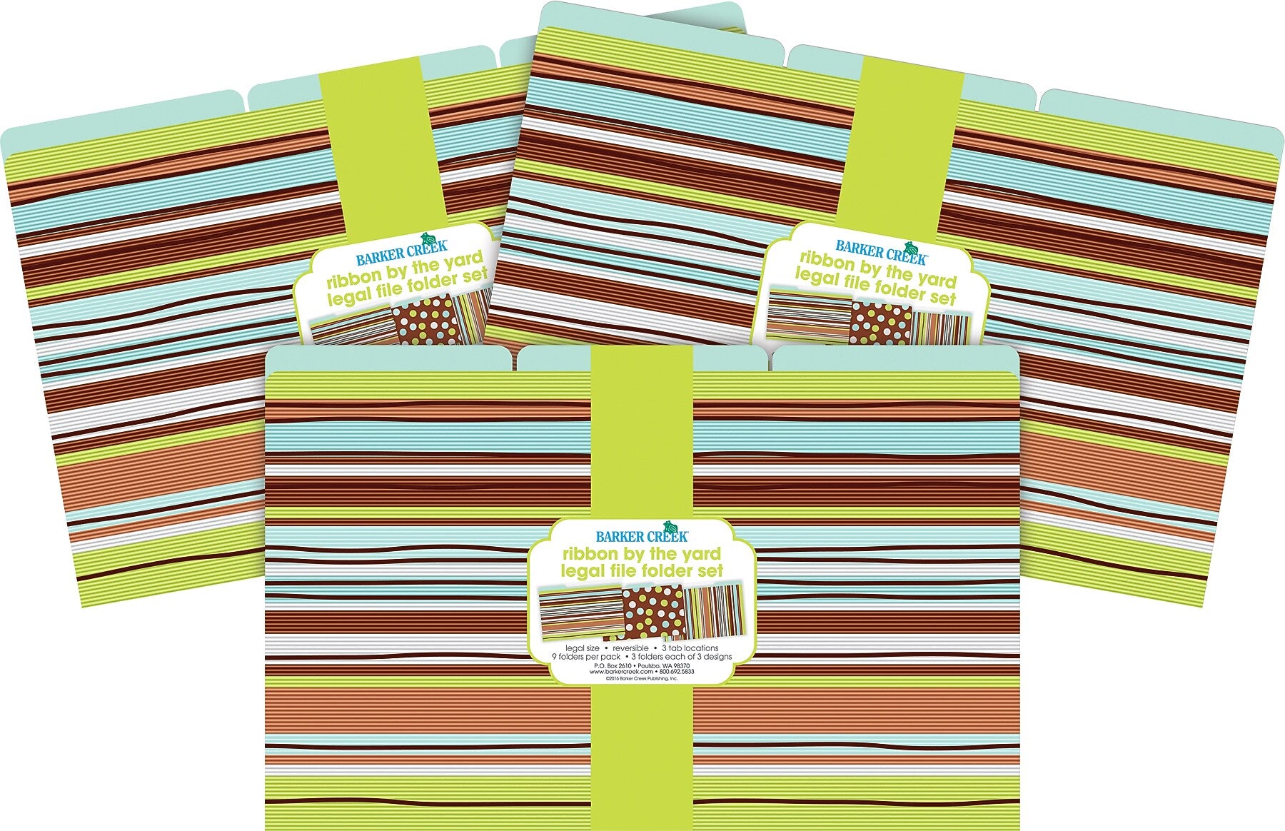 Barker Creek Ribbon by the Yard File Folder, 1/3-Cut Tab, Legal Size, Multicolor, 27/Set (BC3904)
