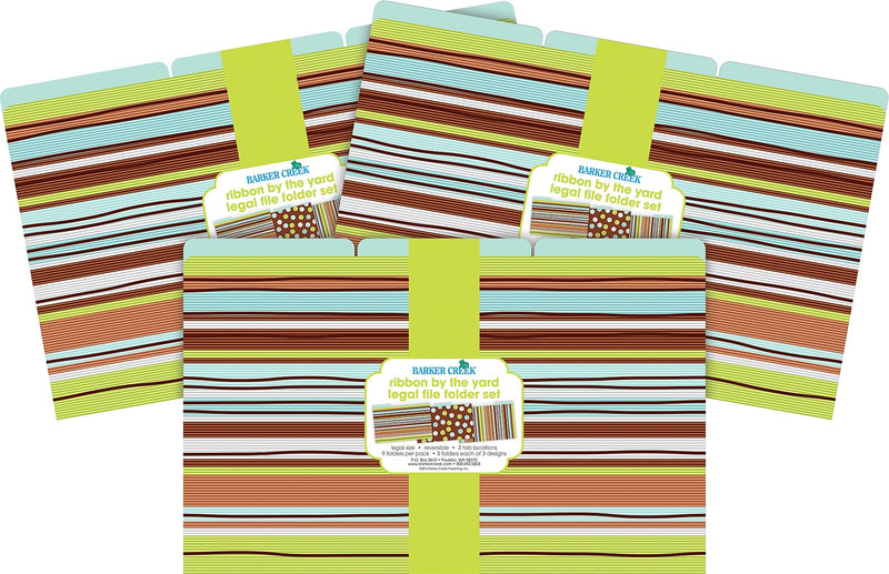 Barker Creek Ribbon by the Yard File Folder, 1/3-Cut Tab, Legal Size, Multicolor, 27/Set (BC3904)