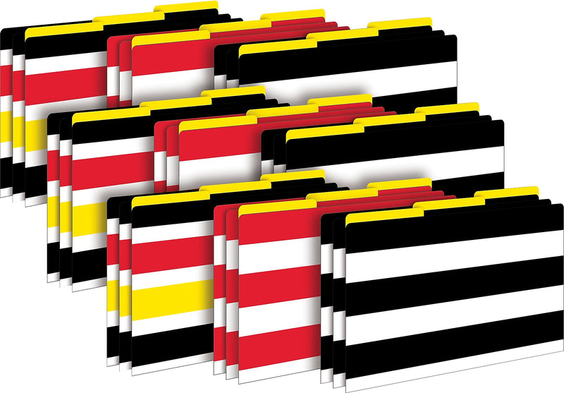 Barker Creek Buffalo Plaid & Wide Stripes File Folder, 1/3-Cut Tab, Legal Size, Multicolor, 27/Set (BC3902)