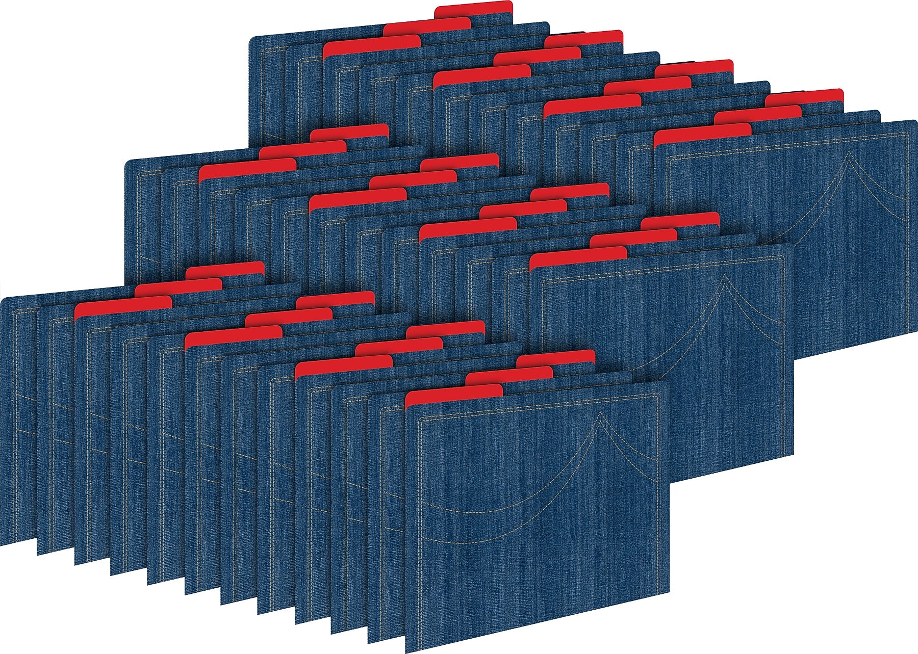 Barker Creek Denim File Folder, 1/3-Cut Tab, Letter Size, Multicolor, 36/Set (BC3915)