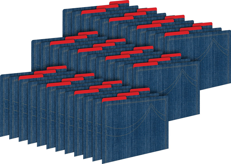 Barker Creek Denim File Folder, 1/3-Cut Tab, Letter Size, Multicolor, 36/Set (BC3915)