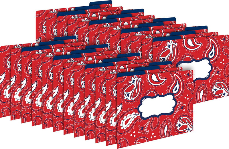 Barker Creek Bandana File Folder, 1/3-Cut Tab, Letter Size, Multicolor, 24/Set (BC3943)