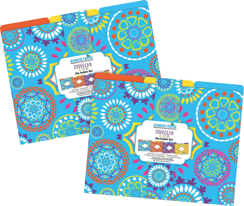 Barker Creek Moroccan File Folder, 1/3-Cut Tab, Letter Size, Multicolor, 24/Set (BC3959)