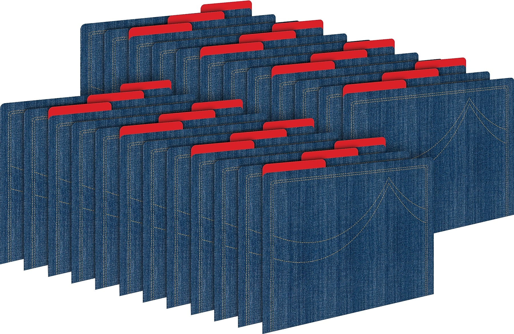 Barker Creek Denim File Folder, 1/3-Cut Tab, Letter Size, Multicolor, 24/Set (BC3942)