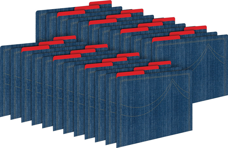 Barker Creek Denim File Folder, 1/3-Cut Tab, Letter Size, Multicolor, 24/Set (BC3942)