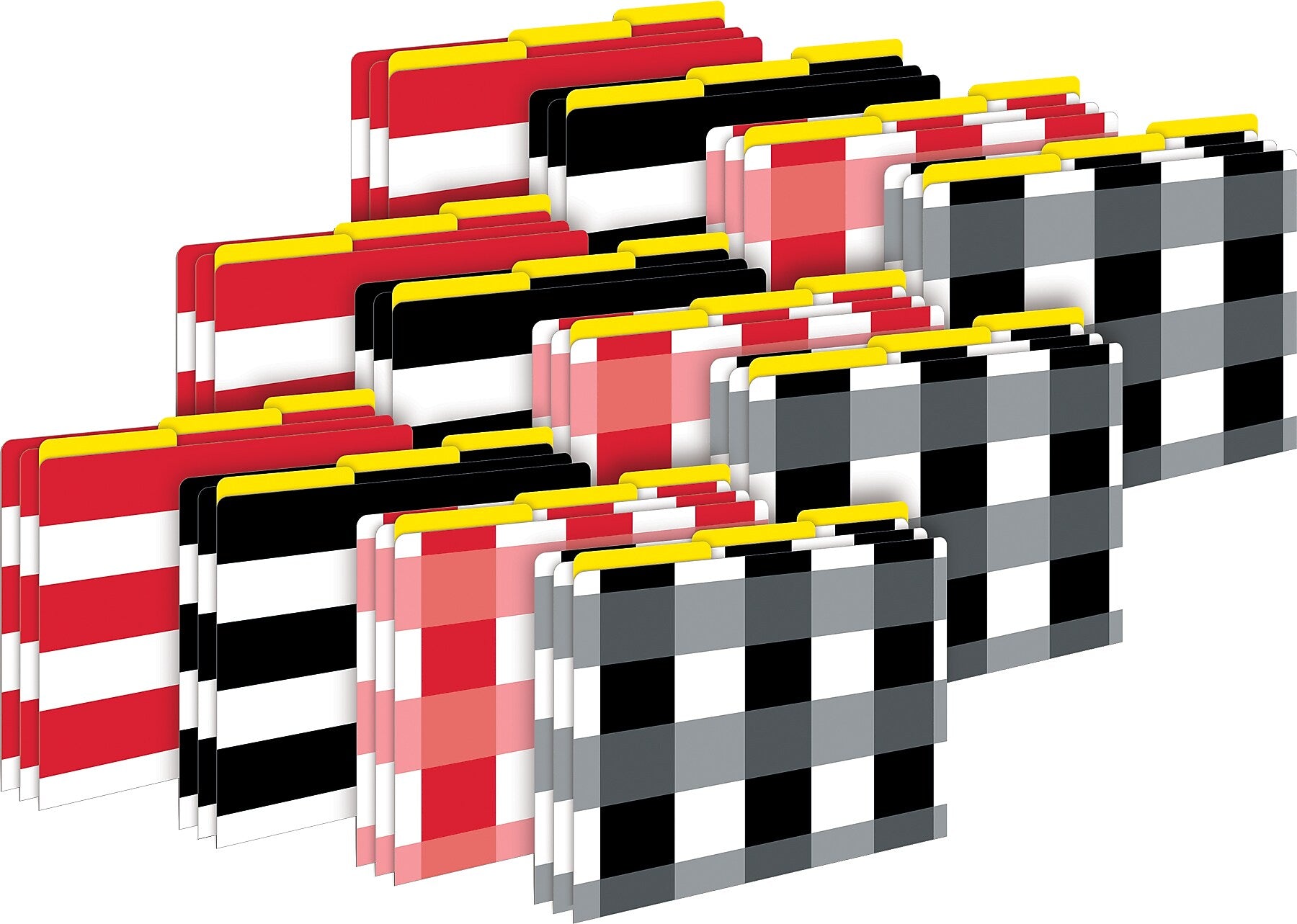 Barker Creek Buffalo Plaid & Wide Stripes File Folder, 1/3-Cut Tab, Letter Size, Multicolor, 36/Set (BC3936)