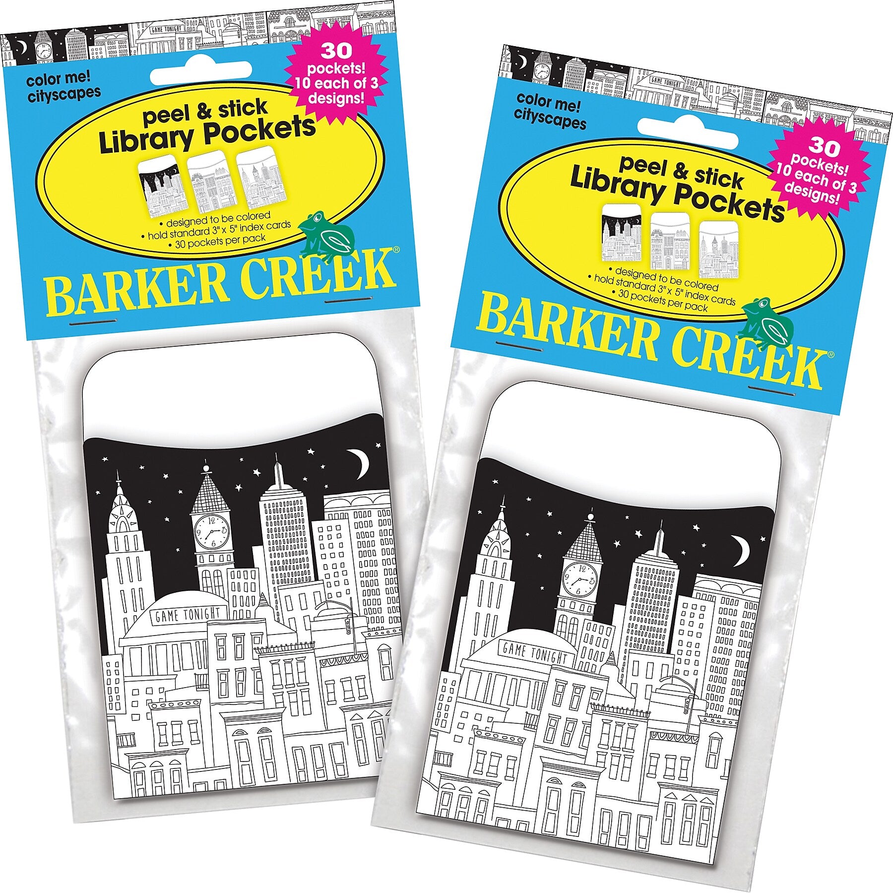 Barker Creek Color Me Library Pockets, 5.125" x 3.5", 60/Set (BC3847)