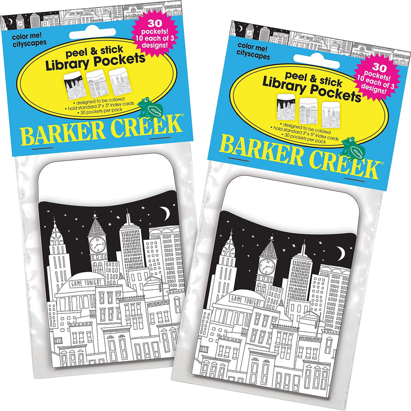 Barker Creek Color Me Library Pockets, 5.125" x 3.5", 60/Set (BC3847)
