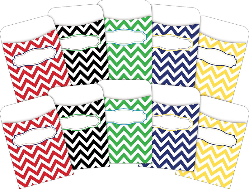 Barker Creek Chevron Peel & Stick Library Pockets, 5.125" x 3.5", 60/Set (BC3837)