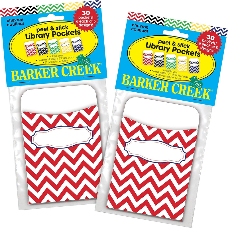 Barker Creek Chevron Peel & Stick Library Pockets, 5.125" x 3.5", 60/Set (BC3837)