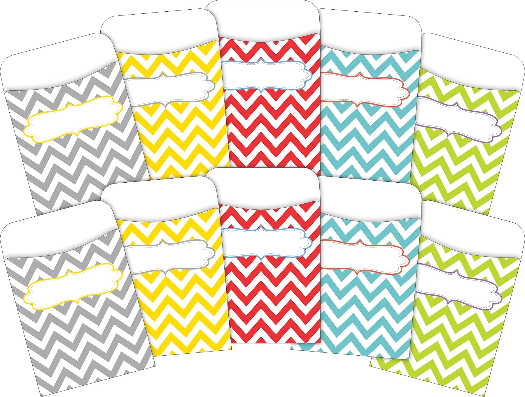Barker Creek Chevron Peel & Stick Library Pockets, 5.125" x 3.5", 60/Set (BC3836)