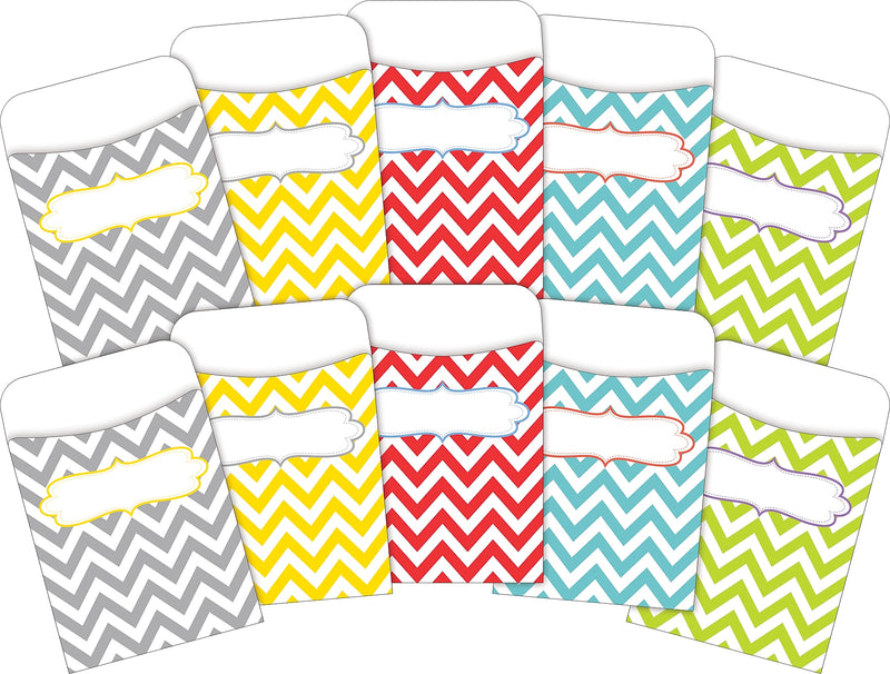 Barker Creek Chevron Peel & Stick Library Pockets, 5.125" x 3.5", 60/Set (BC3836)