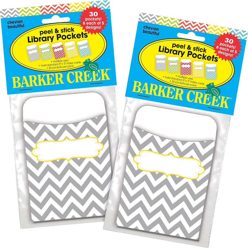 Barker Creek Chevron Peel & Stick Library Pockets, 5.125" x 3.5", 60/Set (BC3836)