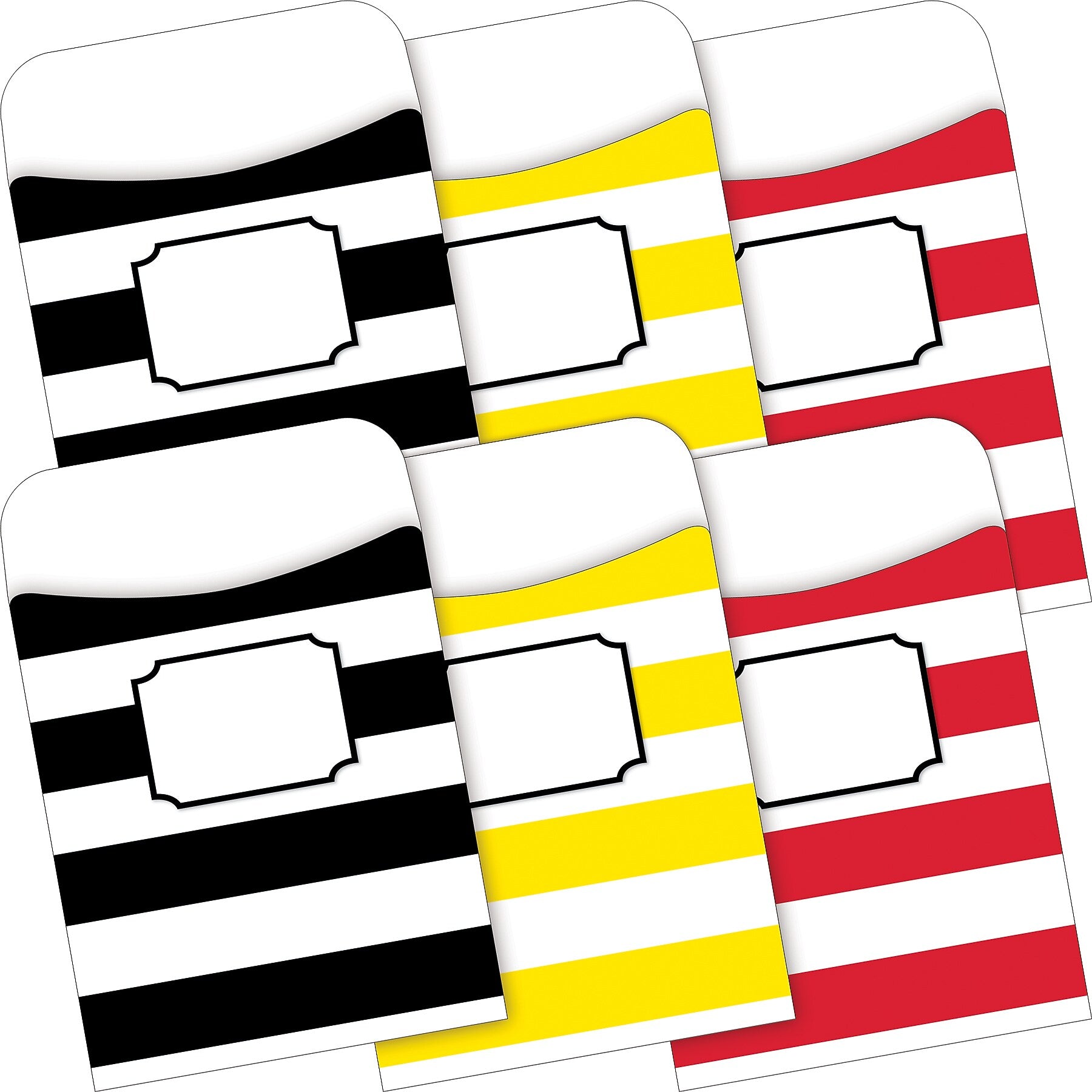 Barker Creek Buffalo Plaid & Wide Stripes Peel & Stick Library Pockets, 5.125" x 3.5", 60/Set (BC3848)