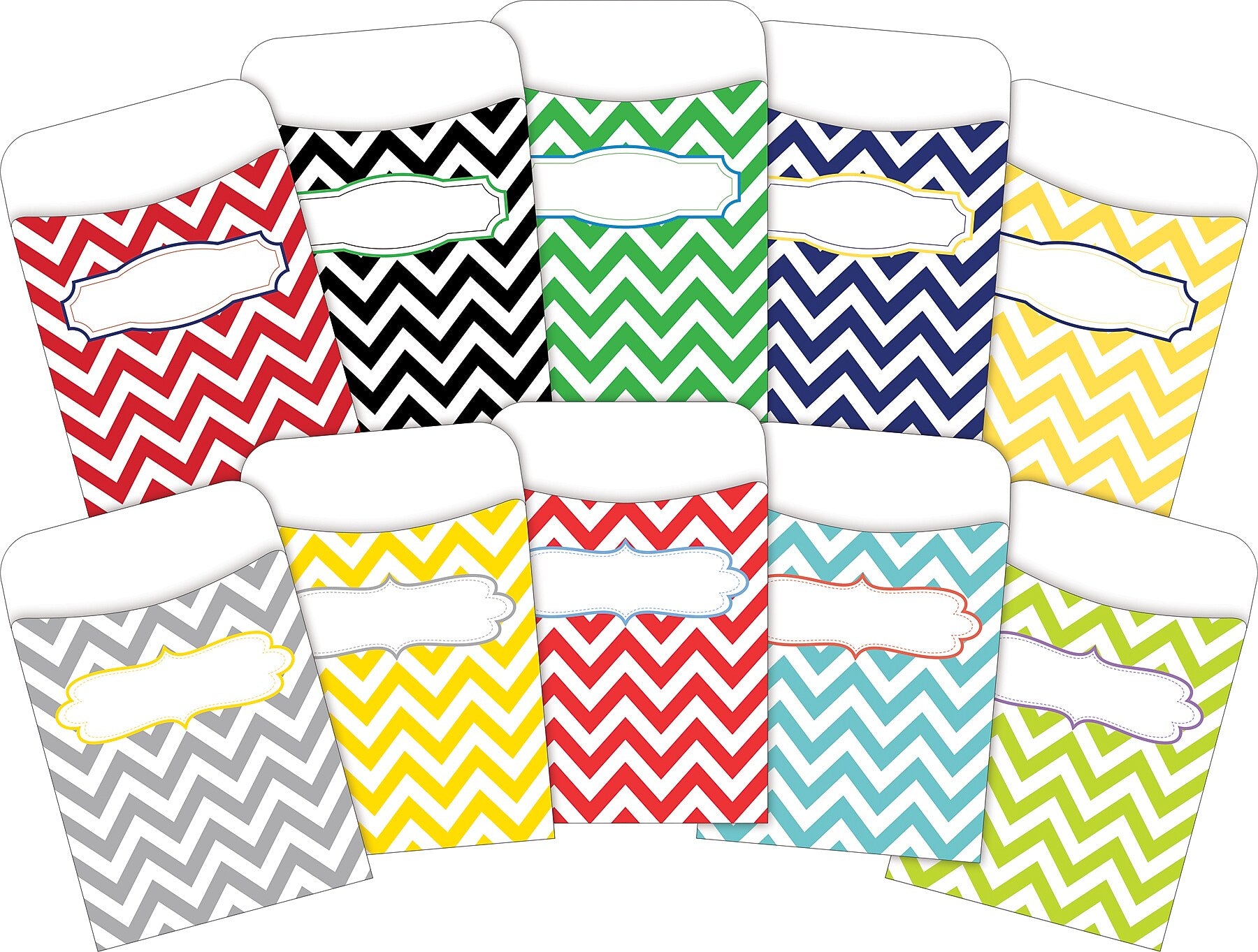 Barker Creek Chevron Peel & Stick Library Pockets, 5.125" x 3.5", 60/Set (BC3852)