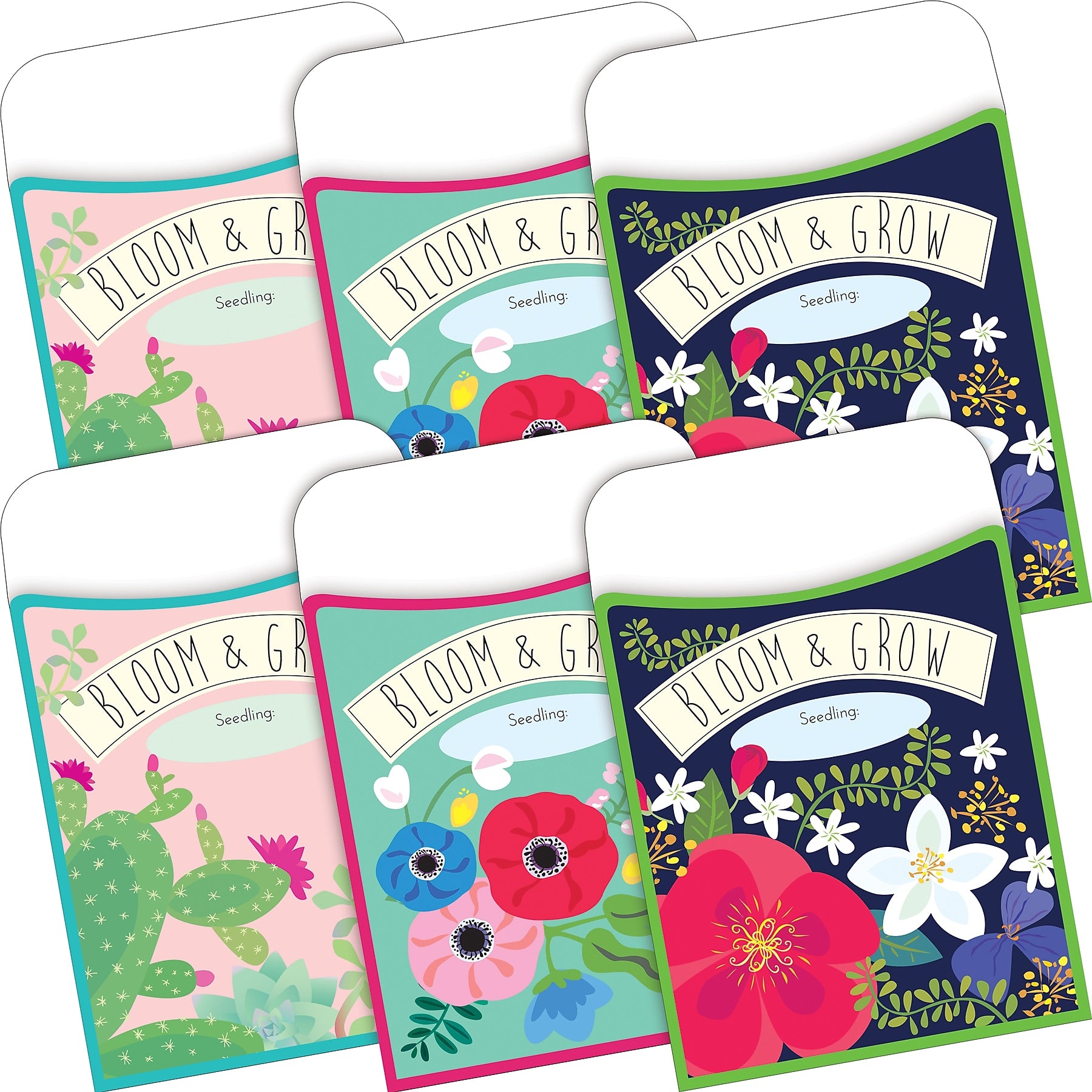 Barker Creek Petals & Prickles Peel & Stick Library Pockets, 5.125" x 3.5", 60/Set (BC3900)