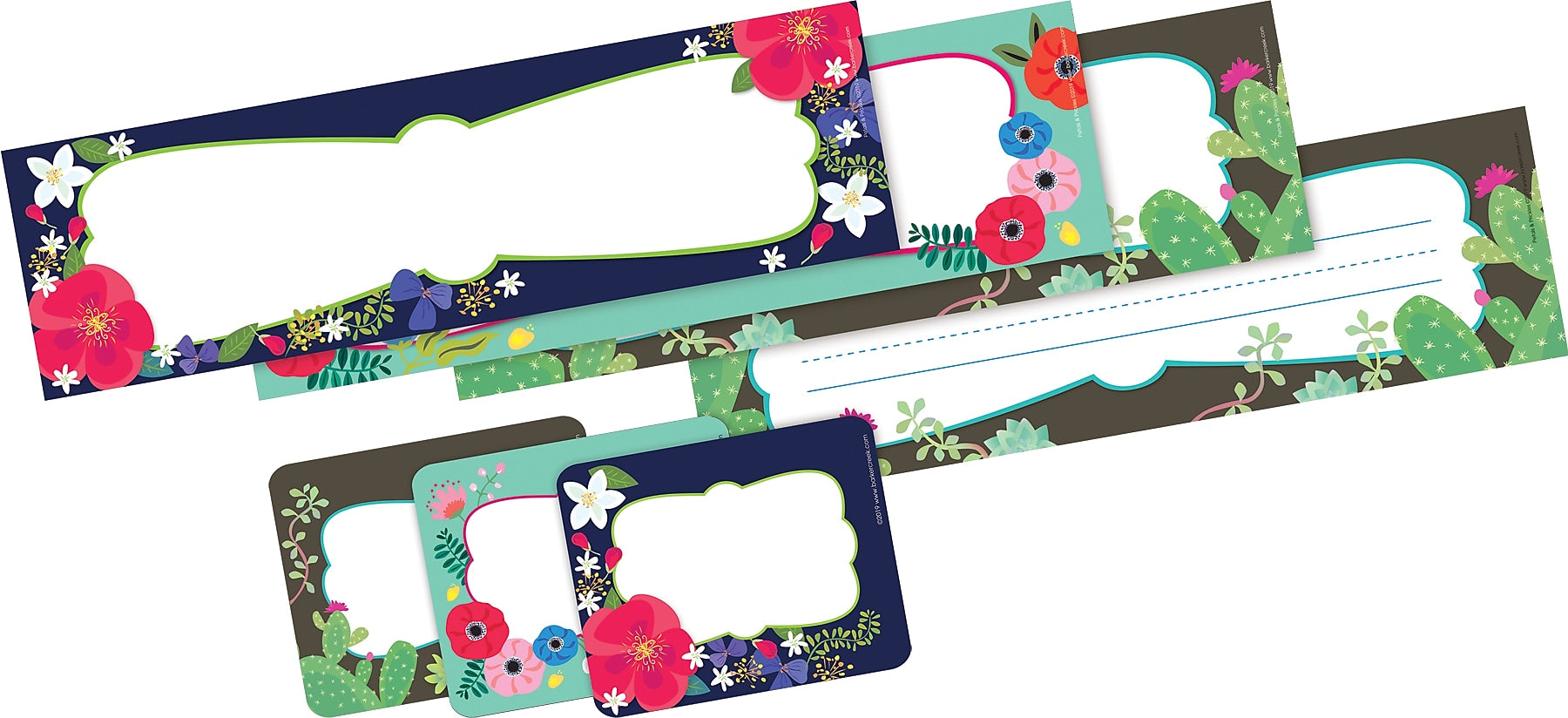 Barker Creek Self-adhesive Petals & Prickles School Name Tags, 12" x 3.5", 81/Set (BC3995)