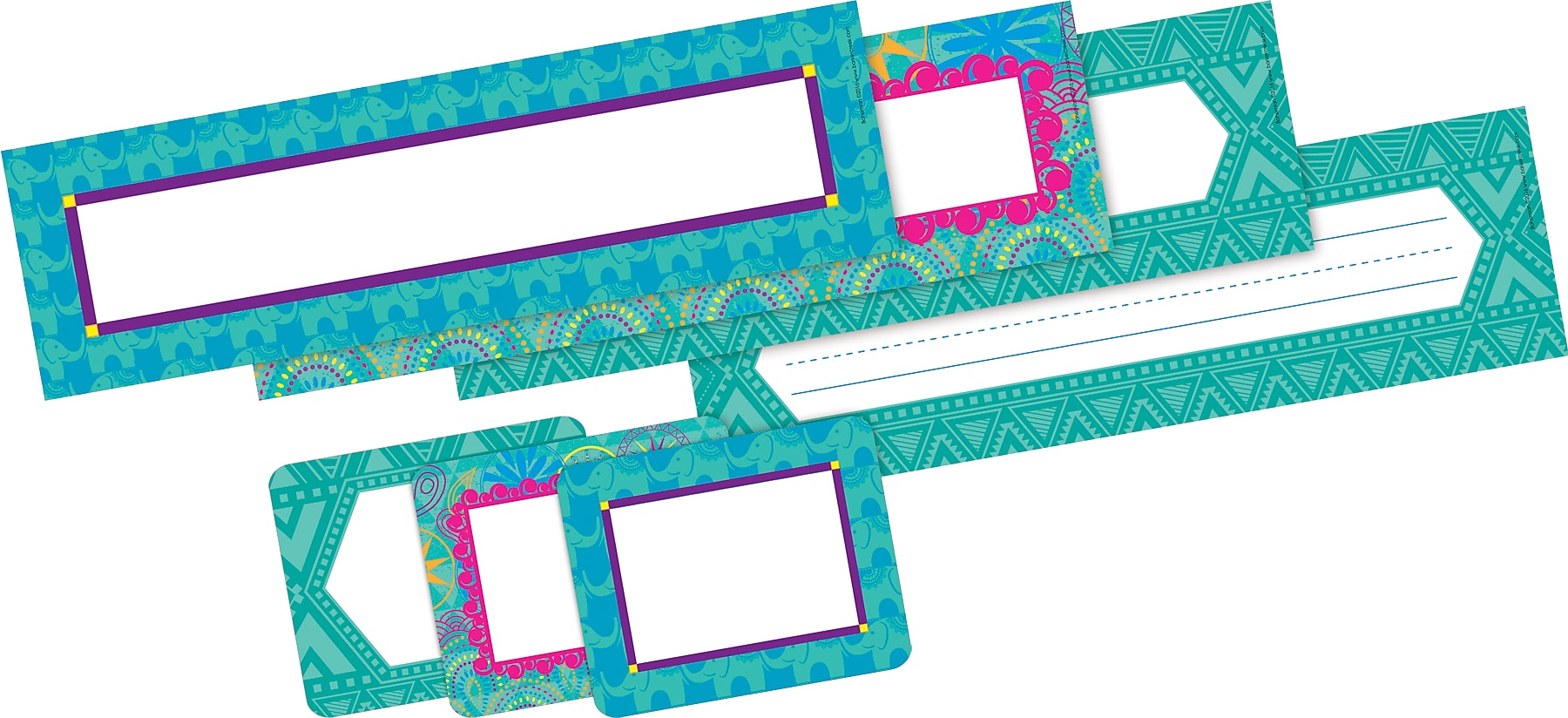 Barker Creek Self-adhesive Bohemian School Name Tags, 12" x 3.5", 81/Set (BC3989)