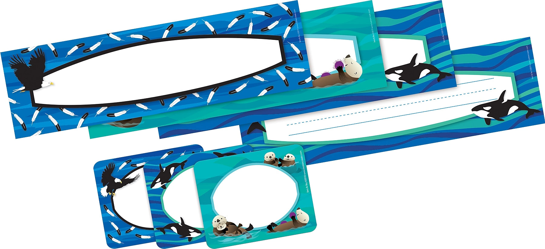 Barker Creek Self-adhesive Sea & Sky School Name Tags, 12" x 3.5", 81/Set (BC3994)
