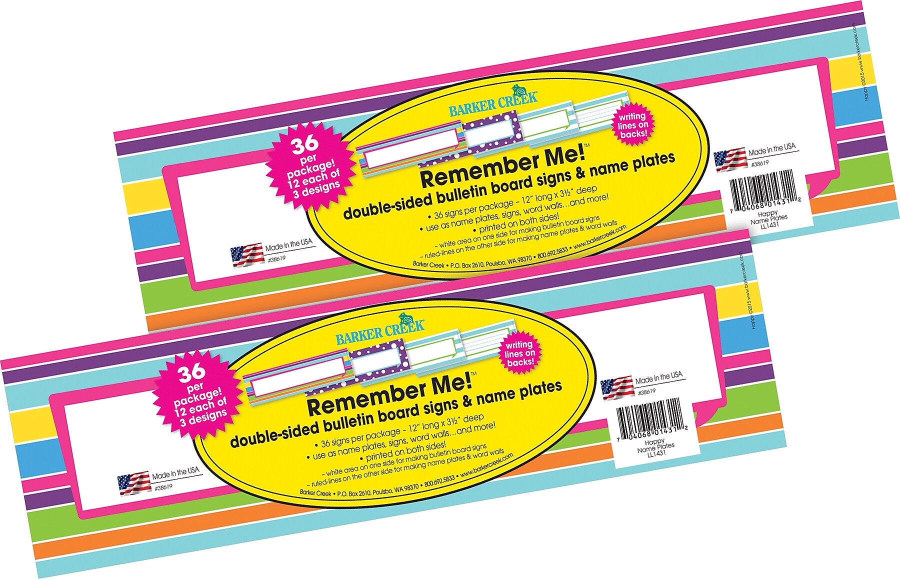 Barker Creek Happy School Name Plates, 12" x 3.5", 72/Set (BC3805)