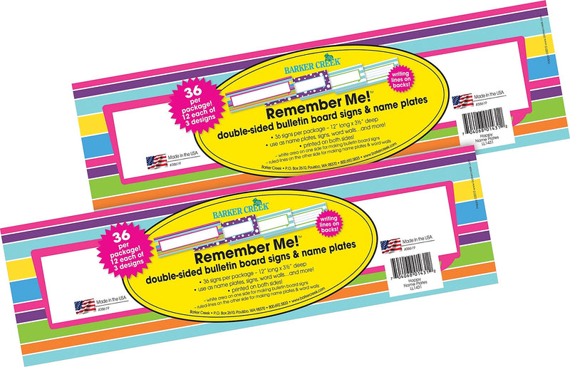 Barker Creek Happy School Name Plates, 12" x 3.5", 72/Set (BC3805)