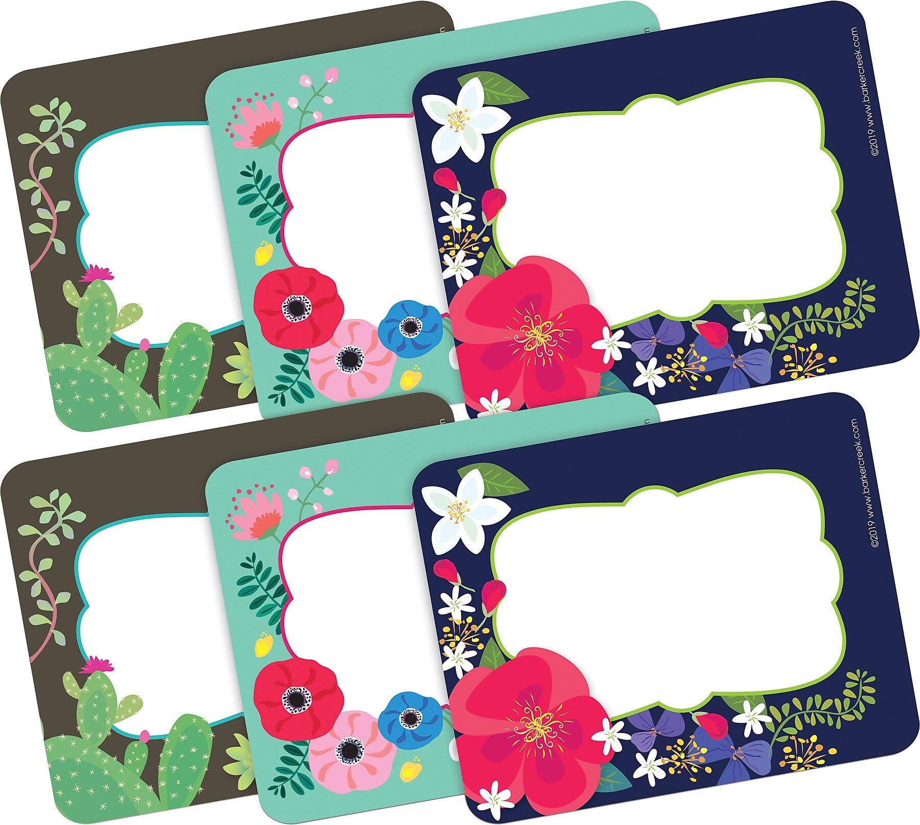 Barker Creek Self-adhesive Petals & Prickles School Name Tags, 2.75" x 3.5", 90/Set (BC3821)