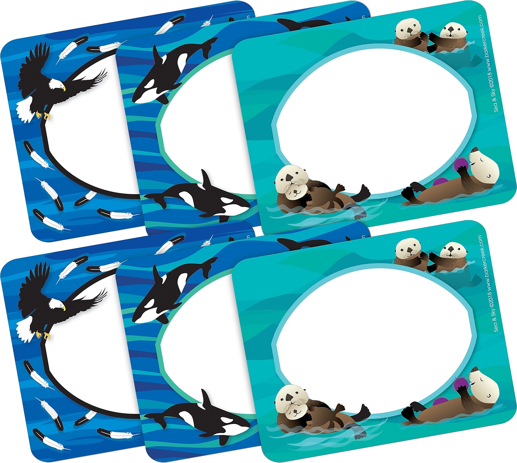 Barker Creek Self-adhesive Sea & Sky School Name Tags, 2.75" x 3.5", 90/Set (BC3819)