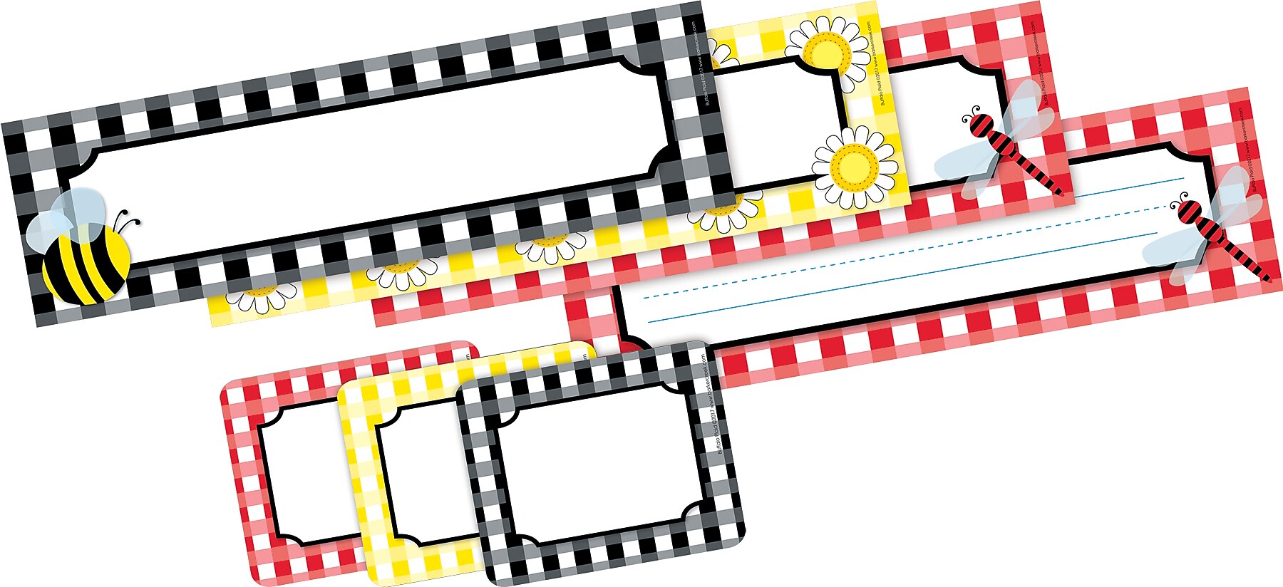 Barker Creek Self-adhesive Buffalo Plaid School Name Tags, 12" x 3.5", 81/Set (BC3990)
