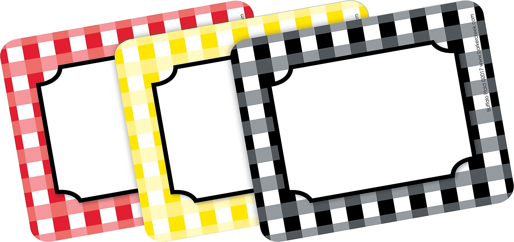 Barker Creek Self-adhesive Buffalo Plaid School Name Tags, 12" x 3.5", 81/Set (BC3990)