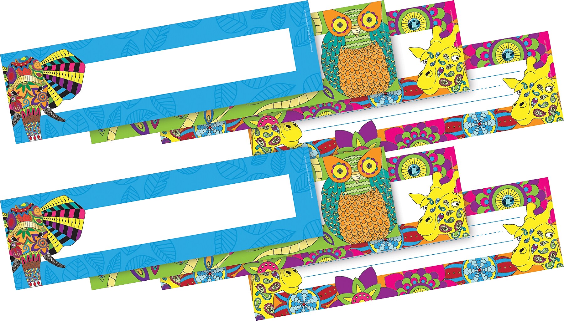 Barker Creek Bohemian Animals School Name Plates, 12" x 3.5", 72/Set (BC3813)