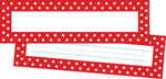 Barker Creek Self-adhesive Red & White Dots School Name Tags, 12" x 3.5", 81/Set (BC3985)
