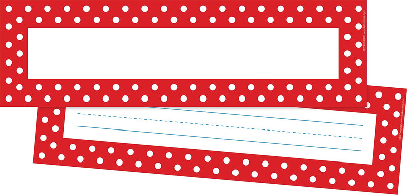Barker Creek Self-adhesive Red & White Dots School Name Tags, 12" x 3.5", 81/Set (BC3985)