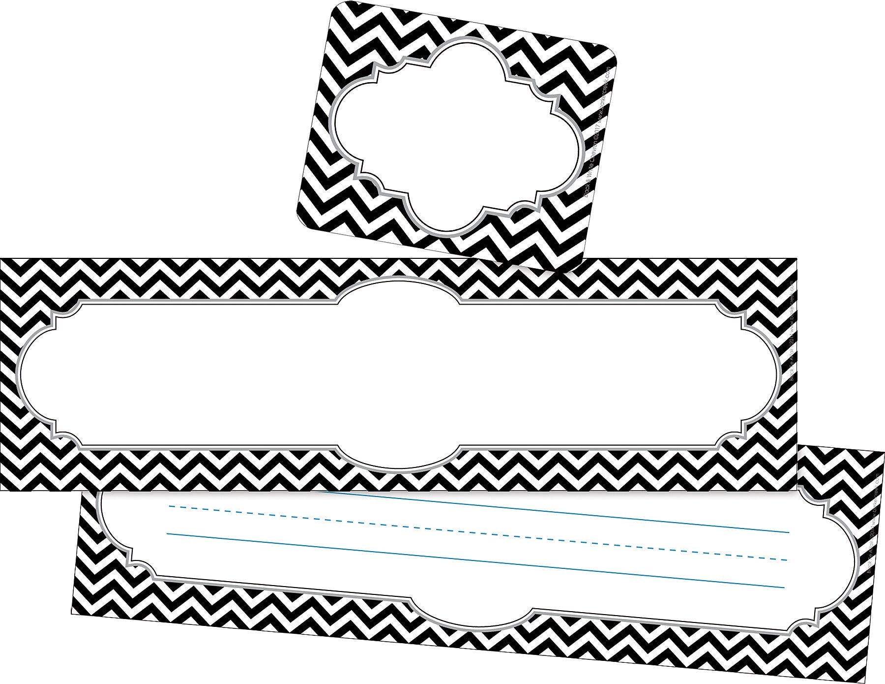 Barker Creek Self-adhesive Black Chevron School Name Tags, 12" x 3.5", 81/Set (BC3984)