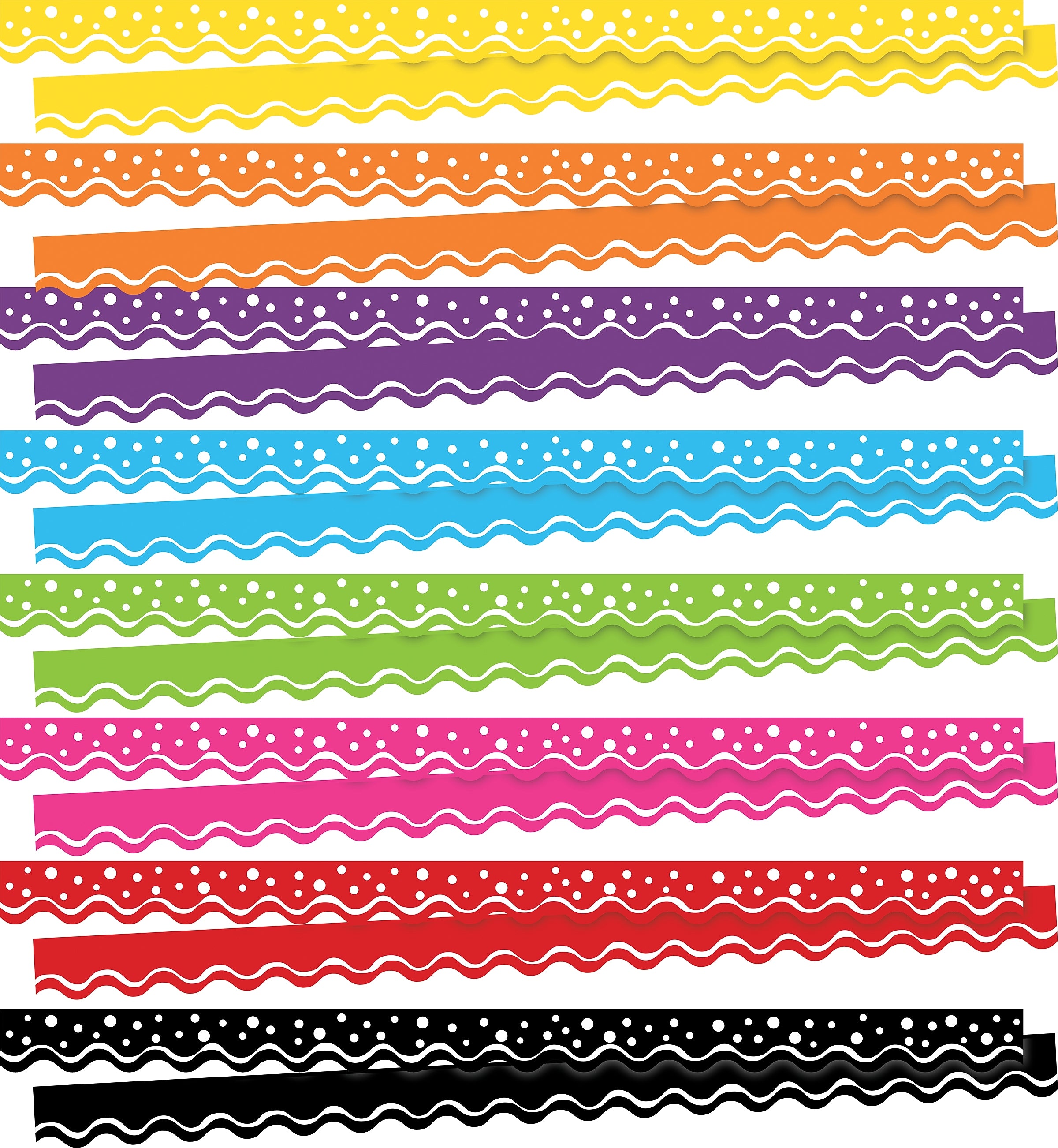 Barker Creek Double-Sided Scalloped Border Set, 36" x 2.25", Happy, 8 designs, 104/Set (BC3874)