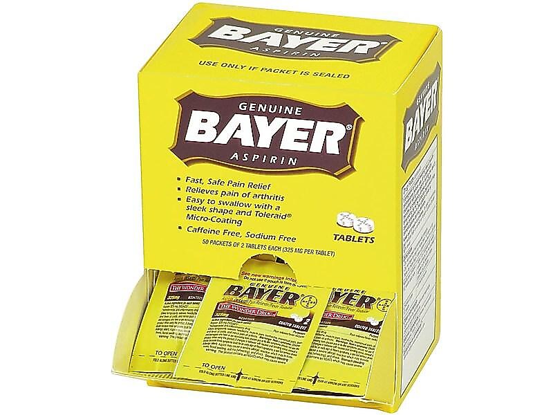 Bayer 325 mg Aspirin Tablets, 2 Tablets/Packet, 50 Packets/Box (7533-50X12-SBA)
