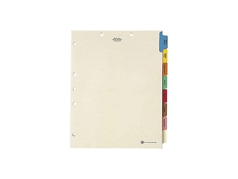 Medical Arts Press 8-Tab Chart Medical Indexes, 8.5"W x 11"H, Manila, 50/Box (30227)