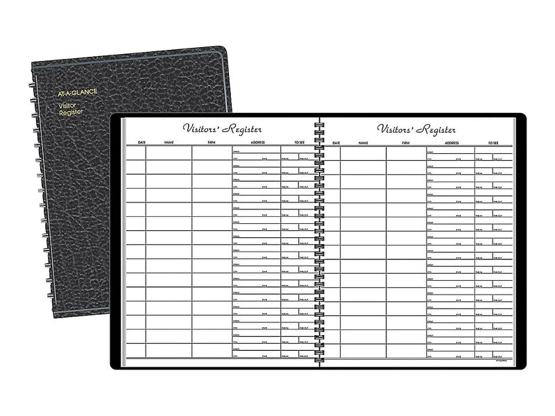 AT-A-GLANCE Wirebound Visitor Book, 8.5" x 11", Black (80580 05)