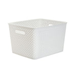Simplify's  Large Resin Wicker Storage Bin, White (25169-WHITE)